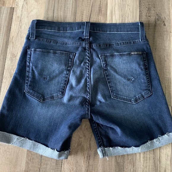 Hudson Shorts Womens 26 Blue Denim Dark Wash Raw Hem Cut Offs Fallon - Picture 6 of 8